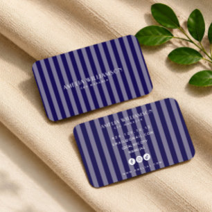 Carte de visite élégante rayée bleue minimale