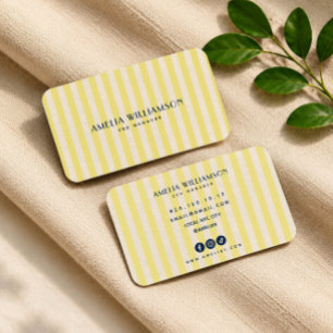 Carte de visite élégante rayée jaune doux