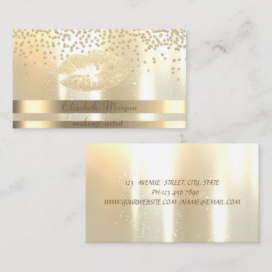 Carte De Visite Élégante, Rayures, Lumineuse, Lumineuse, Diamants- (Devant / Derrière)