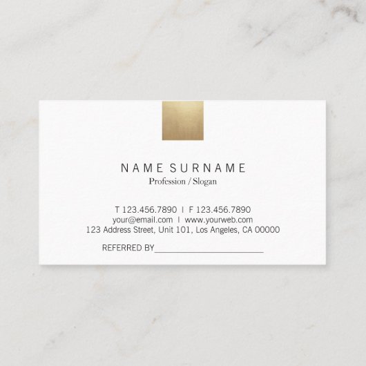 Carte De Visite Élégante référence à l'accentuation de l'or à dégr (Dos)