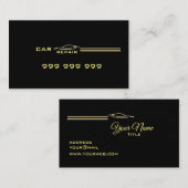 Carte De Visite Élégante réparation de voiture noire (Devant / Derrière)