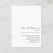 Carte De Visite Élégante robe nuptiale Gown Wedding planner (Dos)