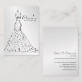 Carte De Visite Élégante robe nuptiale Gown Wedding planner (Devant / Derrière)