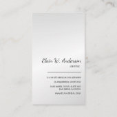 Carte De Visite Élégante robe nuptiale Gown Wedding planner (Dos)