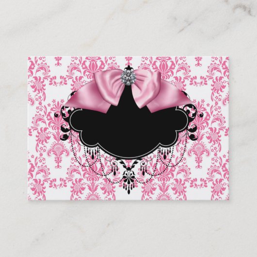 Carte de visite élégante rose damassé (Devant)