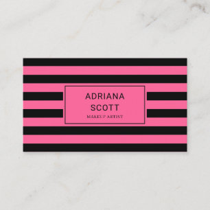 Carte de visite élégante rose et noire pour profes