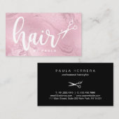 Carte De Visite Elégante rose rose rose rose or ciseaux de marbre  (Devant / Derrière)