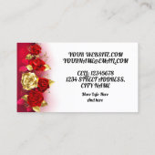 Carte De Visite Élégante Rose rouge dorée (Dos)