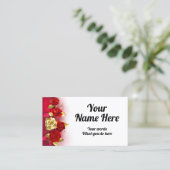 Carte De Visite Élégante Rose rouge dorée (Debout devant)