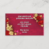 Carte De Visite Élégante Rose rouge dorée (Dos)