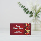 Carte De Visite Élégante Rose rouge dorée (Debout devant)