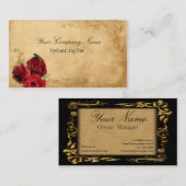 Carte De Visite Élégante Rose rouge Vintage antique (Devant / Derrière)