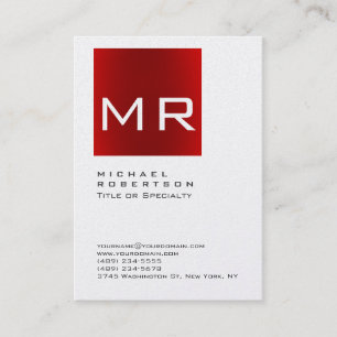 Carte de visite élégante rouge monogramme
