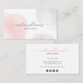 Carte De Visite Élégante signature d'aquarelle rose pâle Abstraite (Devant / Derrière)