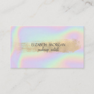Carte De Visite Élégante Simple Holographique Coup de Pinceau Feui