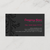 Carte De Visite Élégante spirale florale monochromatique noire (Dos)
