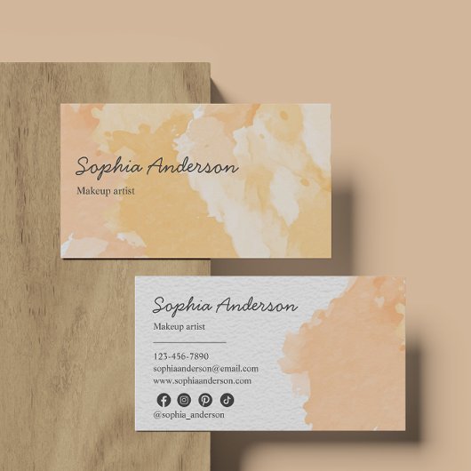 Carte De Visite Elégante teinte d'eau de pêche avec conception min