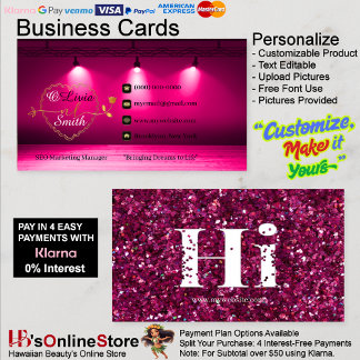 Carte De Visite Elégante tendance Hot Pink Gold Girly Rose Hi Part