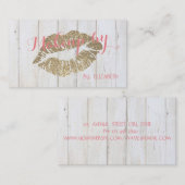 Carte De Visite Elégante Texture en Bois, Lèvres Glitteuses (Devant / Derrière)