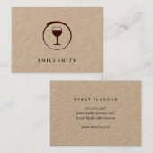 Carte De Visite Elégante Tige de vin rouge avec Verre de vin (Devant / Derrière)