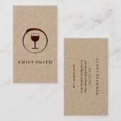 Carte De Visite Elégante Tige de vin rouge avec Verre de vin (Devant / Derrière)