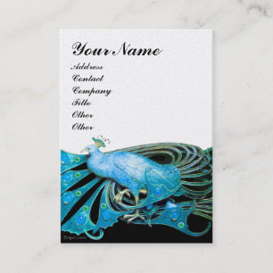 Carte De Visite ELÉGANTE TURQUOISE BLUE PEACOCK JEWEL White Pearl