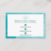 Carte de visite élégante turquoise pour thérapeute (Dos)