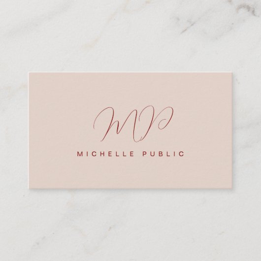 Carte De Visite Élégante Typographie moderne Script Monogramme (Devant)