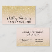 Carte De Visite Élégante typographie parties scintillant dorée chi (Devant / Derrière)