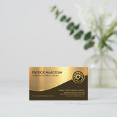 Carte De Visite Elégante Vague d'or Couches Brown Entrepreneur (Debout devant)