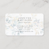 Carte De Visite Élégante végétation fleurie Turquoise or Botanique (Dos)