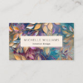 Carte De Visite Elégante verdure Or Turquoise feuille (Devant)