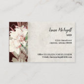 Carte De Visite Élégante verdure orchidée blanche bordeaux (Dos)