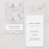 Carte De Visite Élégante verticale en marbre blanc et rose (Devant / Derrière)