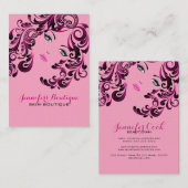 Carte De Visite Élégante Visage De Beauté Rose Et Noir Fille (Devant / Derrière)