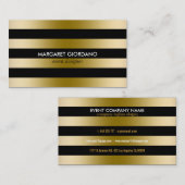 Carte De Visite Élégantes Bandes Noir Et Or (Devant / Derrière)