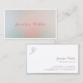 Carte De Visite Élégantes couleurs Modèle Moderne Script Monogramm (Devant / Derrière)