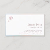 Carte De Visite Élégantes couleurs Modèle Moderne Script Monogramm (Dos)