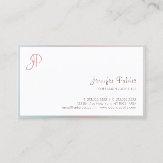 Carte De Visite Élégantes couleurs Modèle Moderne Script Monogramm (Dos)