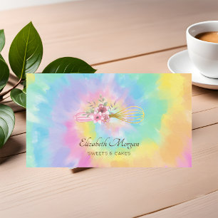 Carte De Visite Élégantes fleurs modernes de teinture tie-dye en w