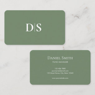 Carte De Visite Élégantes Initiales Blanches Minimalistes sur Fond