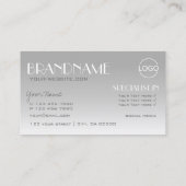 Carte De Visite Élégantes lettres miroir en argent avec logo moder (Dos)