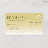 Carte De Visite Elégantes lettres miroir or avec Monogramme Luxe (Dos)