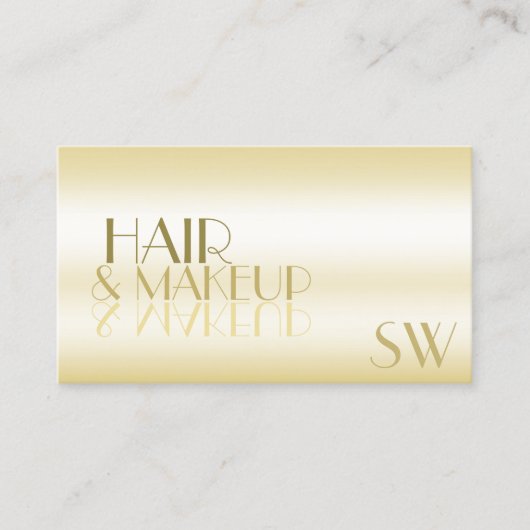 Carte De Visite Elégantes lettres miroir or avec Monogramme Luxe (Devant)