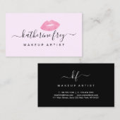 Carte De Visite Élégantes lèvres roses manuscrites calligraphie de (Devant / Derrière)