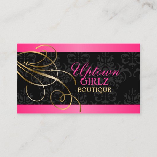 Carte De Visite Élégantes perruques d'or et Damas noir (Devant)