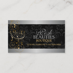 Carte De Visite Élégantes perruques d'or et Damas noir