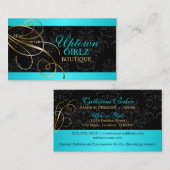 Carte De Visite Élégantes perruques d'or et Damas noir (Devant / Derrière)