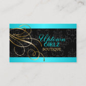 Carte De Visite Élégantes perruques d'or et Damas noir (Devant)