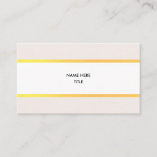 Carte De Visite Élégantes rayures dorées et beige sur fond blanc